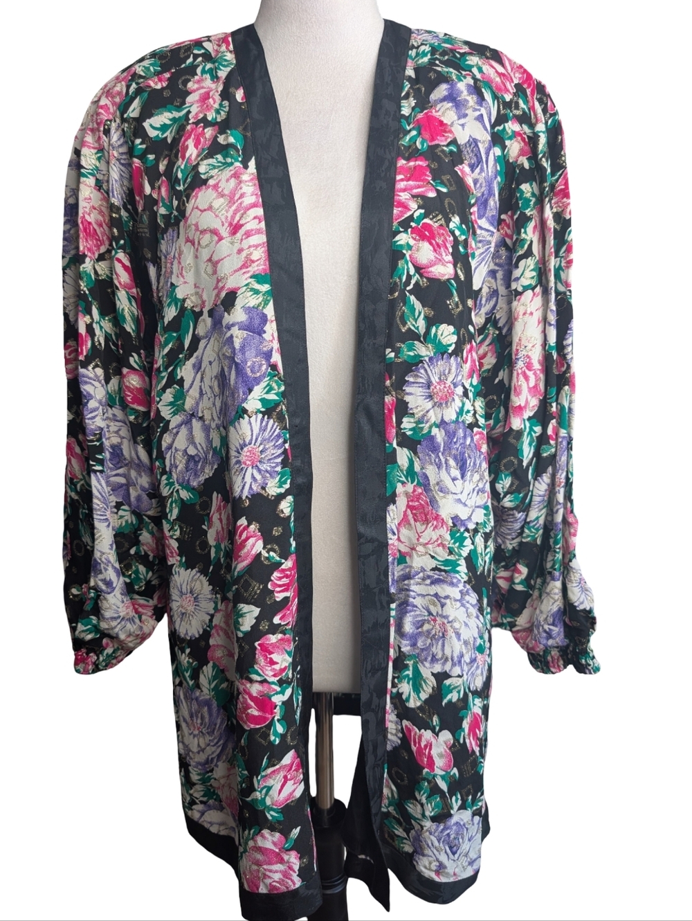 Vintage Diane Freis Original Silk Floral Kimono Jacket